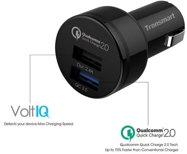 Fotografía - [Offre Alerte] Recevez un 2-Port, 30W chargeur de voiture USB avec Qualcomm Charge rapide 2.0 Par Tronsmart Pour $ 9.99 avec livraison gratuite Admissibilité sur Amazon Après Coupon